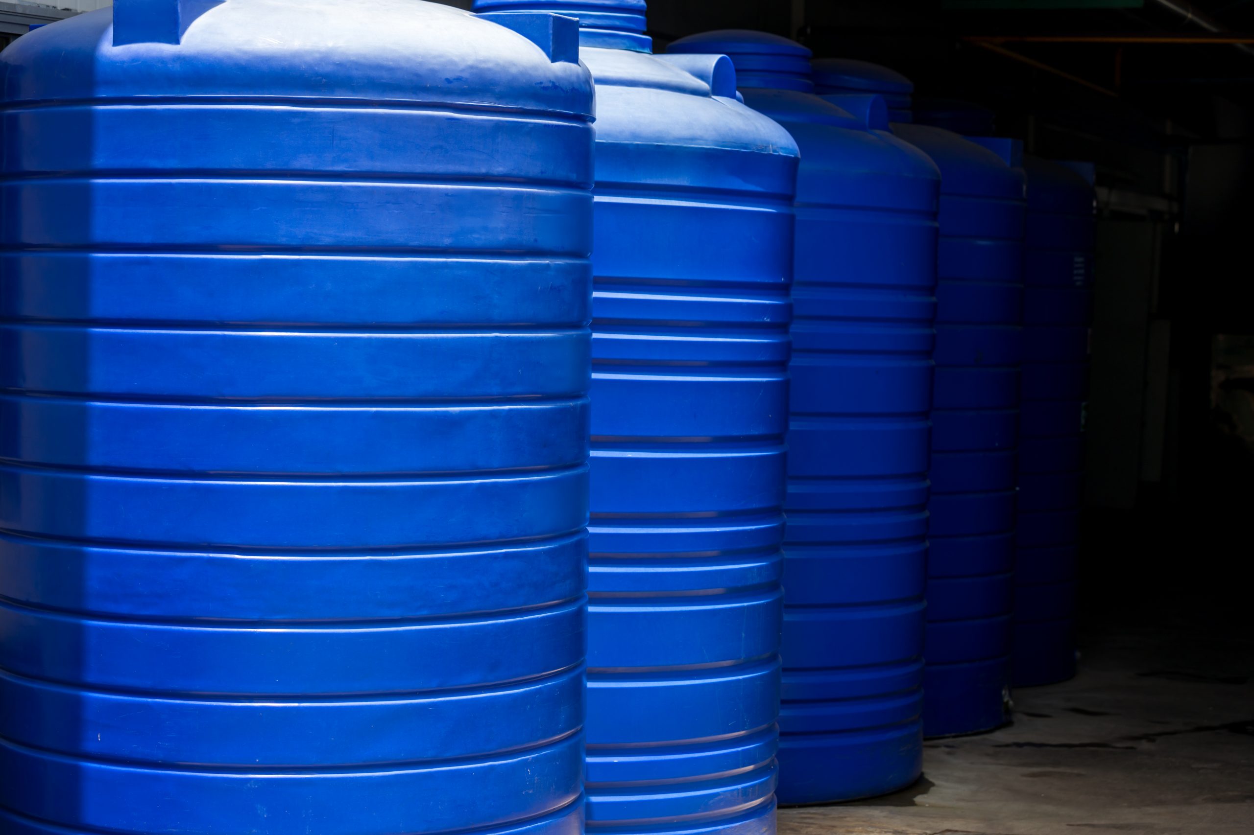 blue water tank of industrial building. water storage tanks. wat